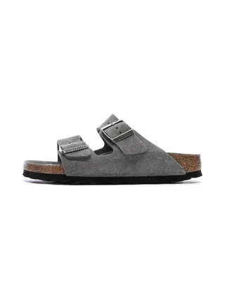 Sandales Grises Mixte Birkenstock Arizona Suede Leather Narrow 1