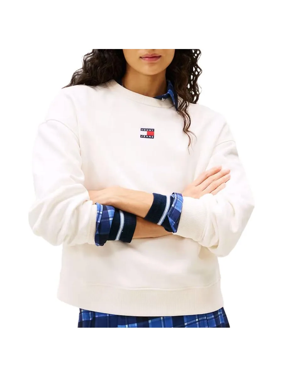 Sweat Blanc Femme Tommy Hilfiger Badge Crew 1