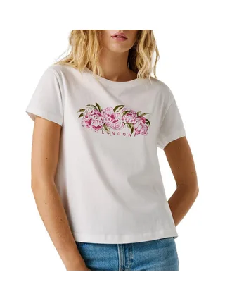 T-Shirt Blanc/Rose Femme Pepe jeans Pjl L Nd 1