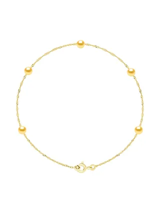 Bracelet Véritables Perles d'Eau Douce Rondes 4-5 mm — Or Jaune 750 Millièmes — 18 cm 1