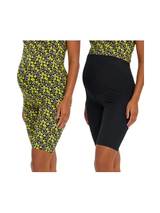 X2 Shorts de Grossesse Noir/Jaune Femme Mamalicious Biker 1