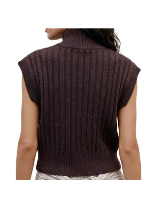 Gilet sans manches maille femme Marron Vero Moda Highneck 2