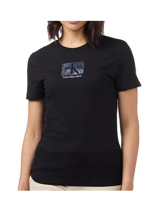 T-shirt Noir Femme Calvin Klein Jeans Printed 1