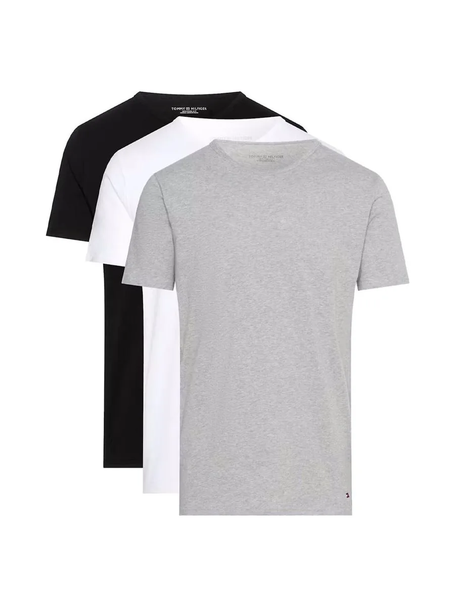 x3 T-Shirts Noir/Gris/Blanc Homme Tommy Hilfiger Stretche 2