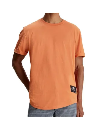 T-shirt Orange Homme Calvin Klein Jeans Badge Turn Up 1
