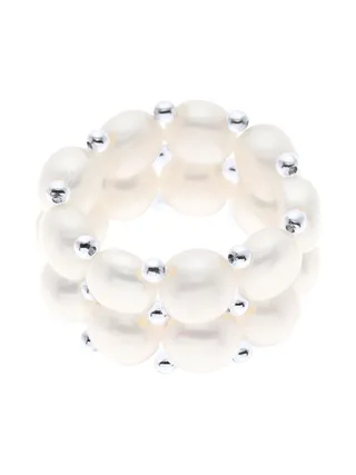 Bague 2 Rangs Véritables Perles d'Eau Douce 4 mm 3