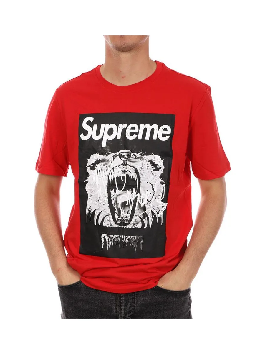 T-shirt Rouge Homme Supreme Grip Lion 2