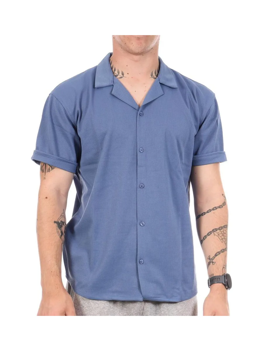 Chemise Manches Courtes Bleu Homme Paname Brothers DOV 1