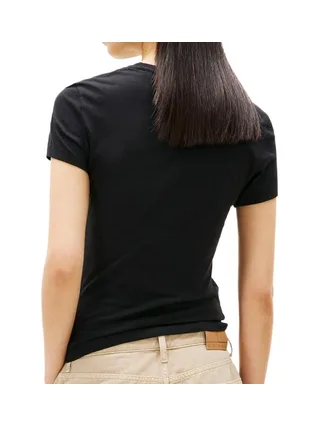 T-shirt Slim Noir Femme Tommy Hilfiger Linear 2