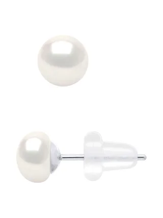 Boucles d'Oreilles Véritables Perles d'Eau Douce Bouton 5-6 mm — Or 375 Millièmes 3