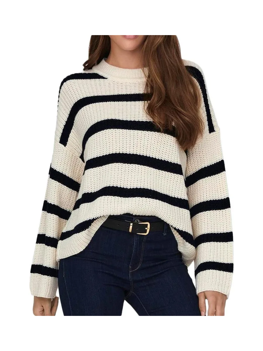 Pull Blanc/Noir Femme JDY Stripe Pullover 2