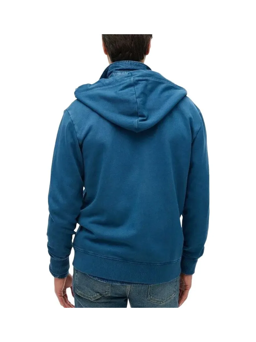Sweat Zippé Bleu Homme Superdry Essential Washed Ziphood 4