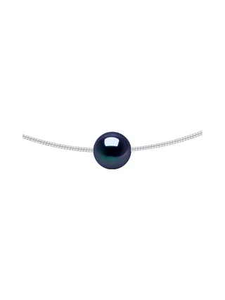 Collier Véritable Perle d'Eau Douce Traversante Ronde 9-10 mm — Argent 925 Millièmes — 42 cm 1