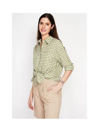 Chemise longue coupe oversize Poche poitrine à manches longues à carreaux 5