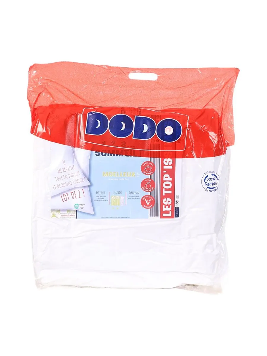 X2 Oreillers Blanc Dodo Moelleux 1 2 3 50x70 2