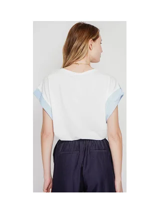 T-shirt col rond coupe oversize manches court avec patte boutons 2