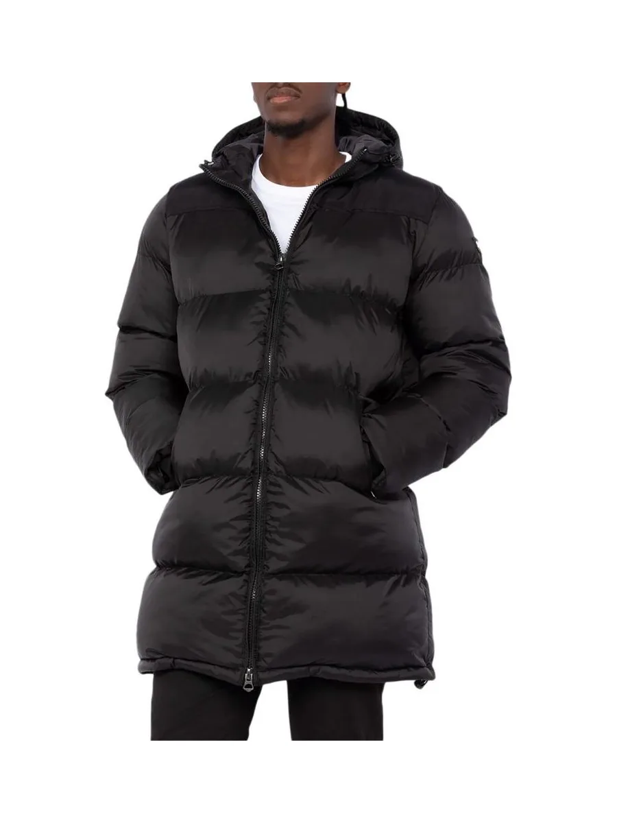 Doudoune longue noire à capuche Noir Homme Schott MICKS 2