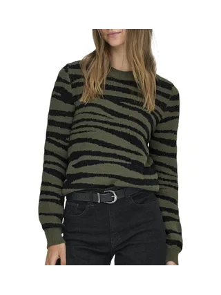 Pull Noir/Kaki Zébré Femme JDY Lorraine 1