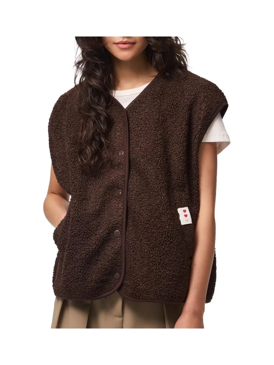 Gilet sans manche Marron Femme Pieces Katty 2
