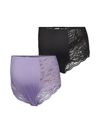 x2 Culottes de Grossesse Violette/Noir Femme Mamalicious Senia 1