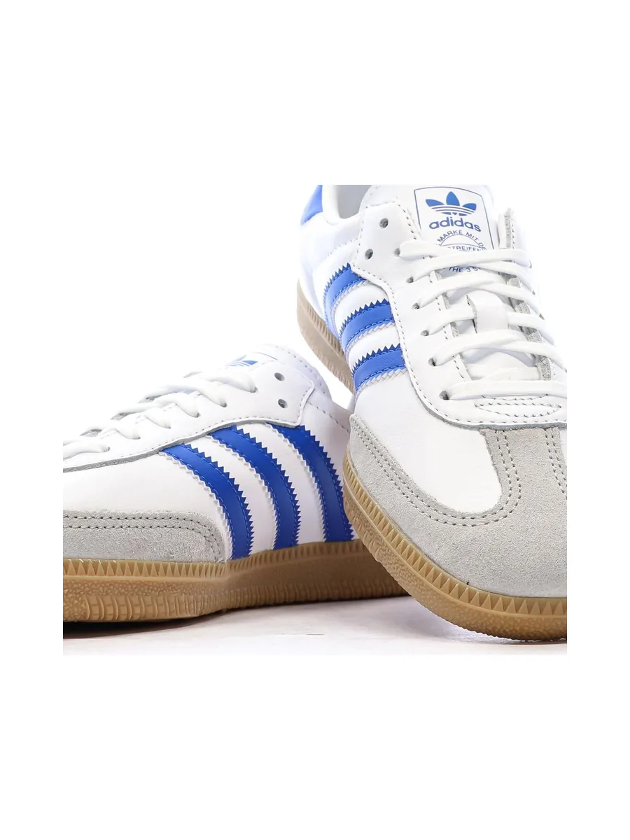 Baskets Blanches/Bleu Garçon/Fille Adidas Samba 8