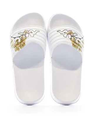 Claquettes Blanche/Marron Femme Kappa Noles 3
