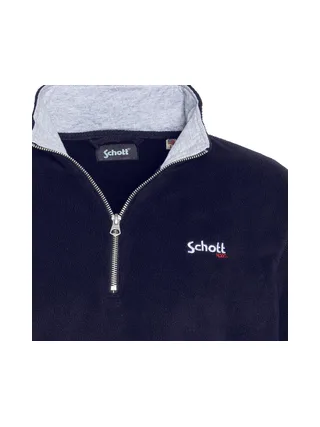 Sweat Polaire Marine Homme Schott Half Zipped 3