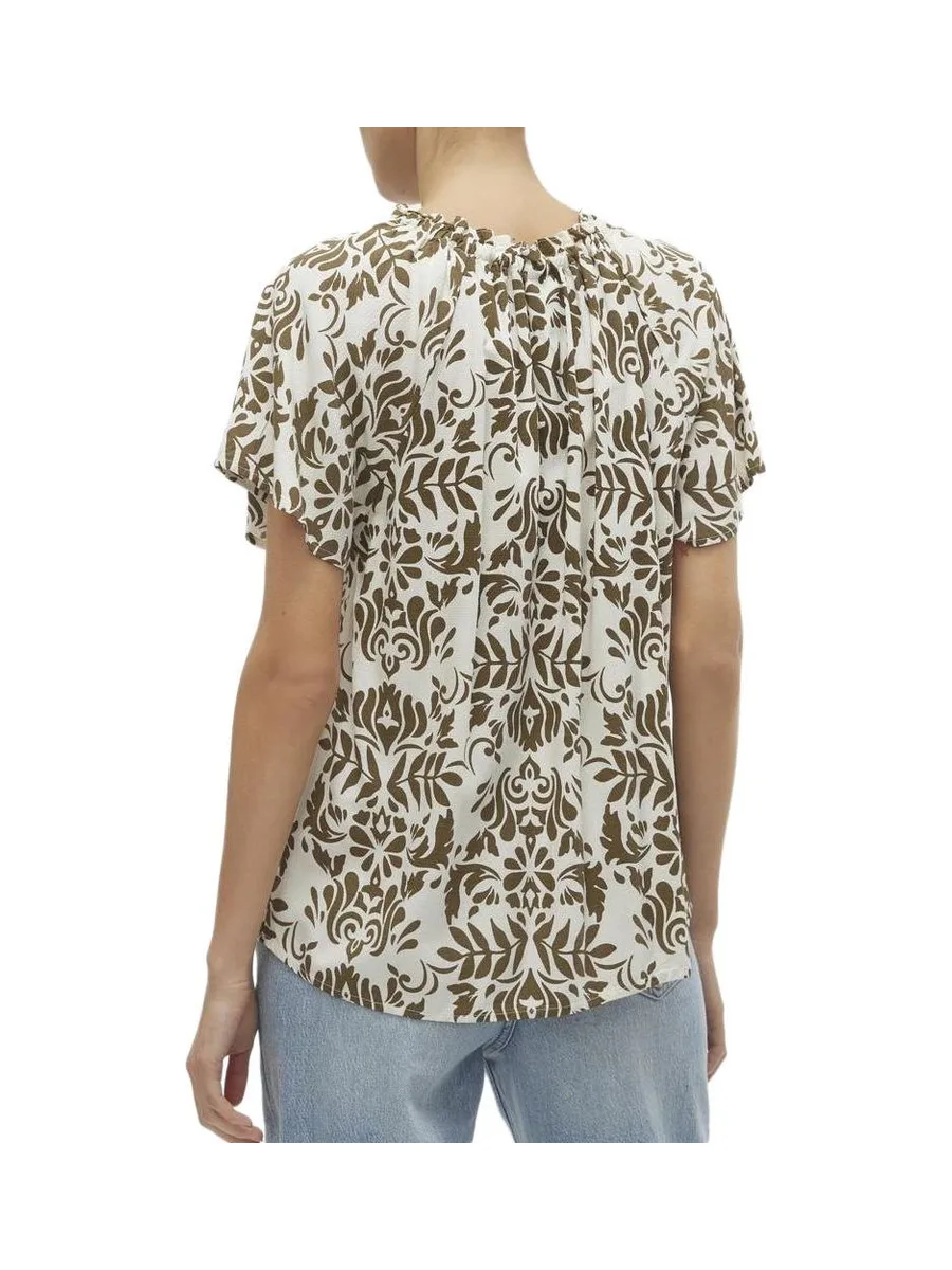 Blouse Blanche/Camel Femme Vero Moda Mima 3