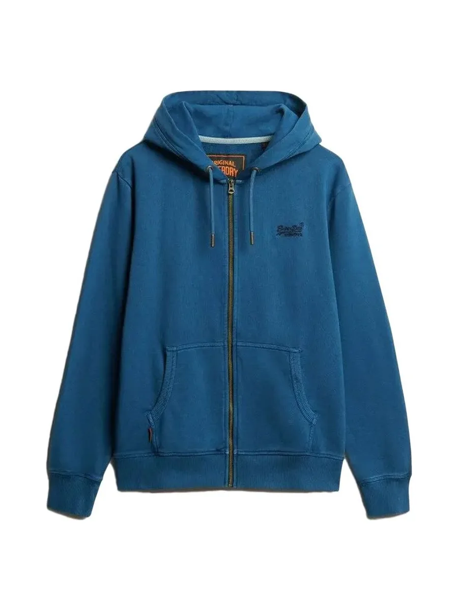 Sweat Zippé Bleu Homme Superdry Essential Washed Ziphood 2