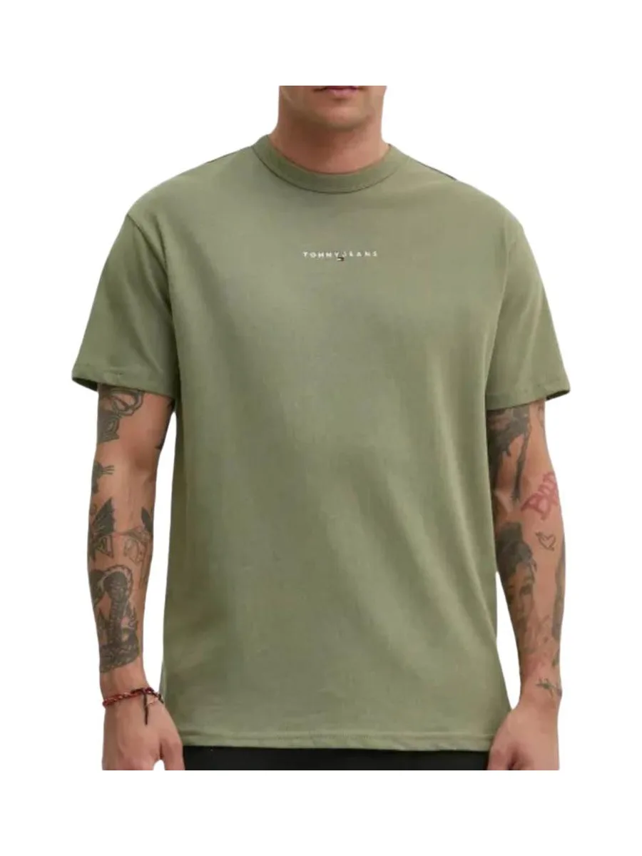 T-Shirt Kaki Homme Tommy Hilfiger Linear0 2