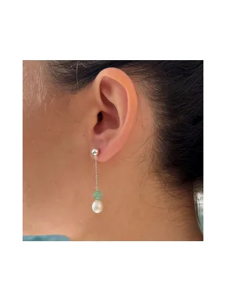 Boucles d'Oreilles Pendantes Véritable Perle d'Eau Douce Poire 7-8 mm — Argent 925 Millièmes 2