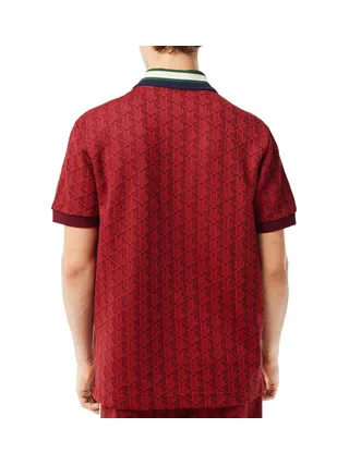 Polo Rouge Homme Lacoste Classic Monogram Jacquard 3