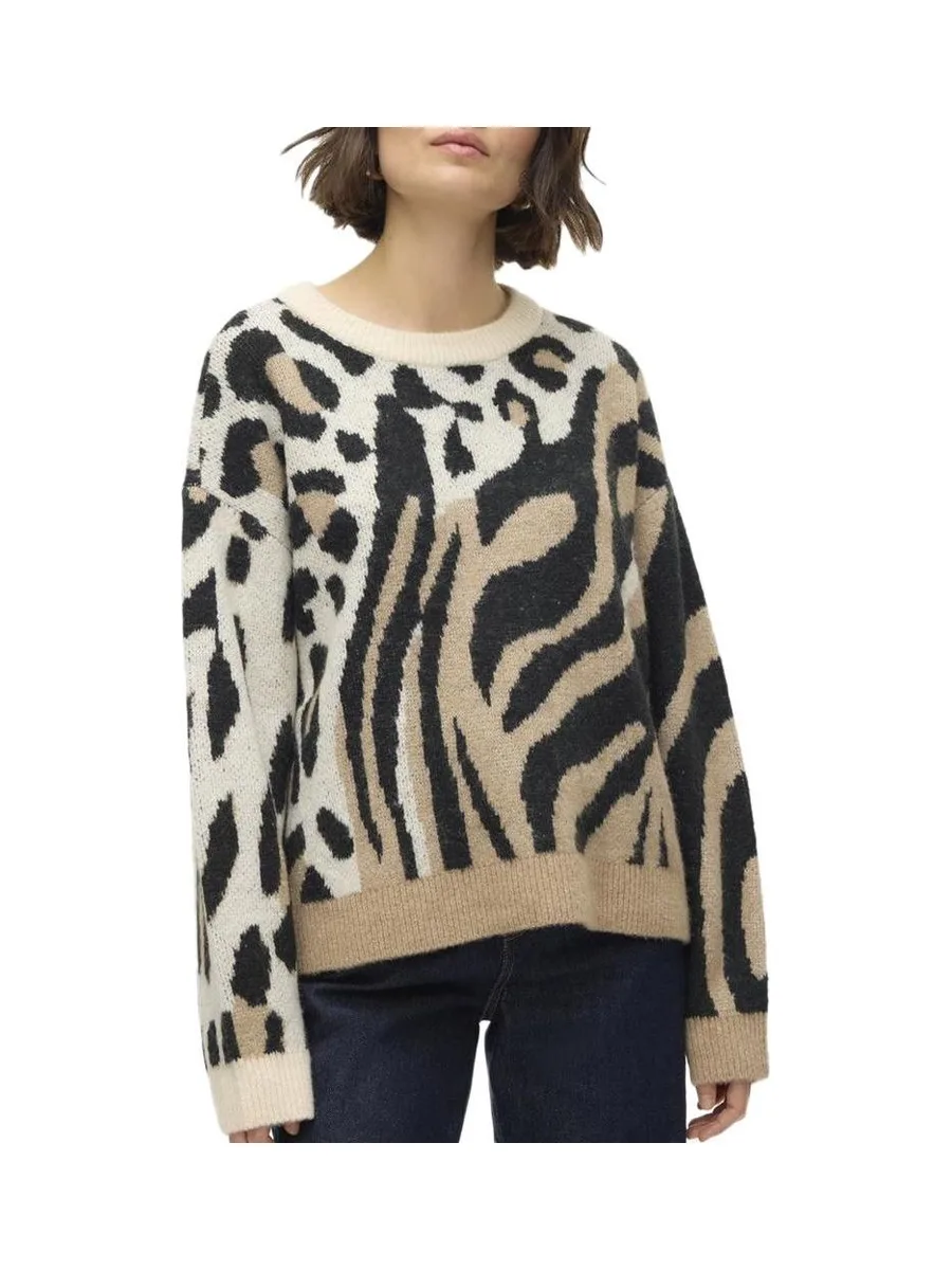Pull Marron Imprimé Femme Vero Moda Kai 2