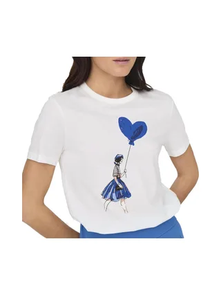 T-Shirt Blanc/Bleu Femme JDY Michigan Life 1
