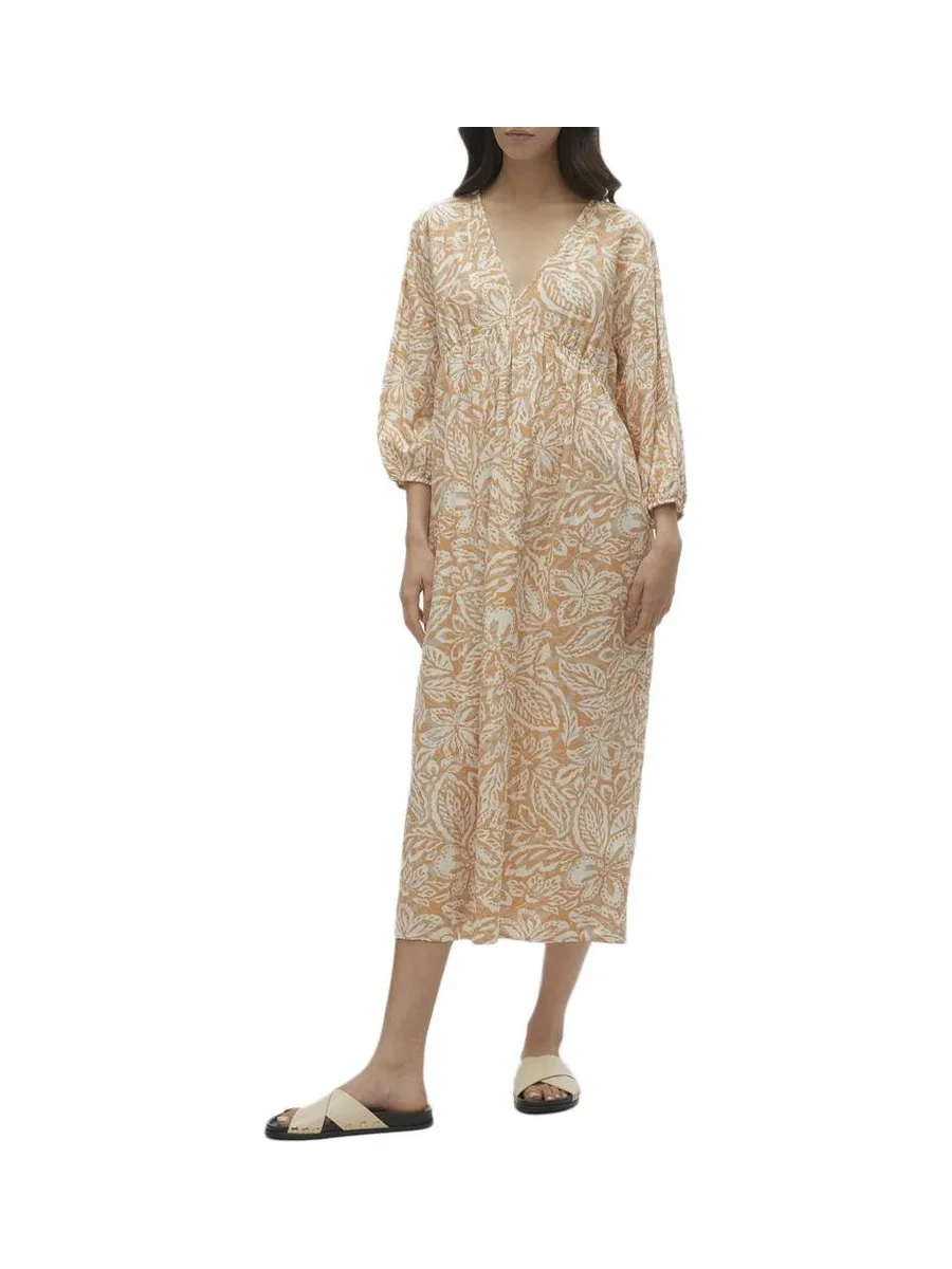 Robe Orange/Ecru Femme Vero Moda Nethe 2