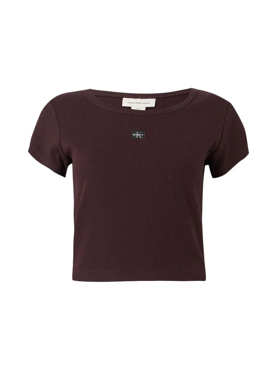 T-Shirt Marron Femme Calvin Klein Label 2x2 3
