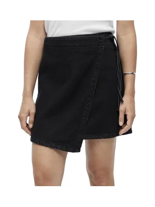 Jupe Portefeuille Denim Noir Femme Vero Moda Rosie 1