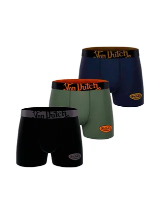 x3 Boxers Noir/Vert/Marine Homme Von Dutch LOGMED 1