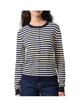 Gilet Bleu/Blanc Femme Pieces Nora 1