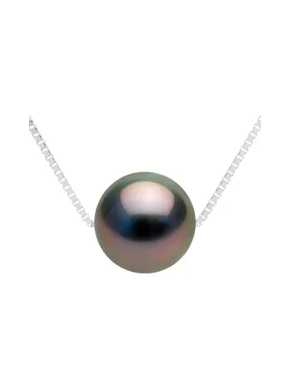 Collier Véritable Perle de Tahiti Ronde 9-10 mm — Argent 925 Millièmes Rhodié — 42 cm 1