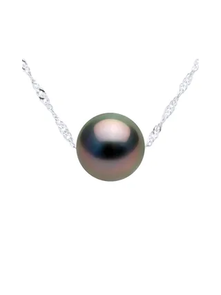 Collier Véritable Perle de Tahiti Ronde 8-9 mm — Or Blanc 375 Millièmes — 42 cm 1