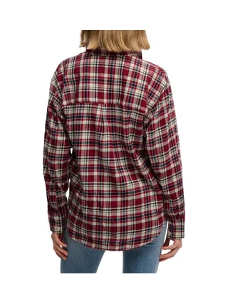 Chemise À Carreaux Bordeaux/Marine Femme Superdry Check 2