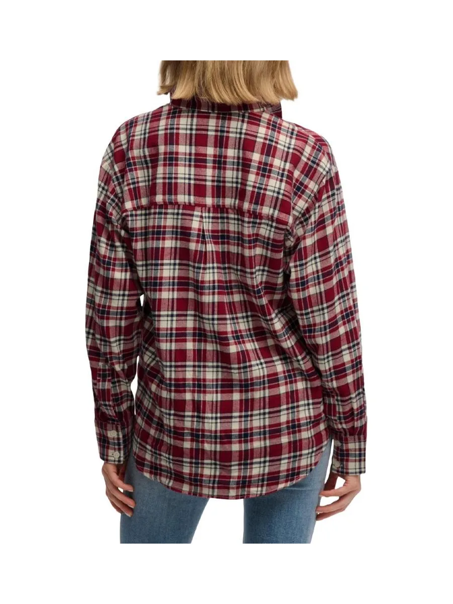 Chemise À Carreaux Bordeaux/Marine Femme Superdry Check 3