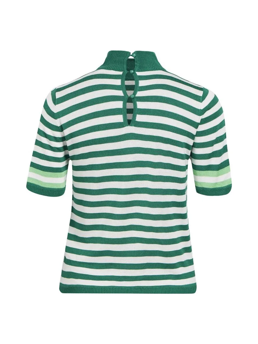 Pull à Rayures Vert/Blanc Femme Object Danya 3