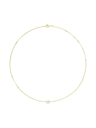 Collier Maille Forçat Véritable Perle de Culture d'Eau Douce Ronde 8-9 mm — Vermeil — 42 cm 2