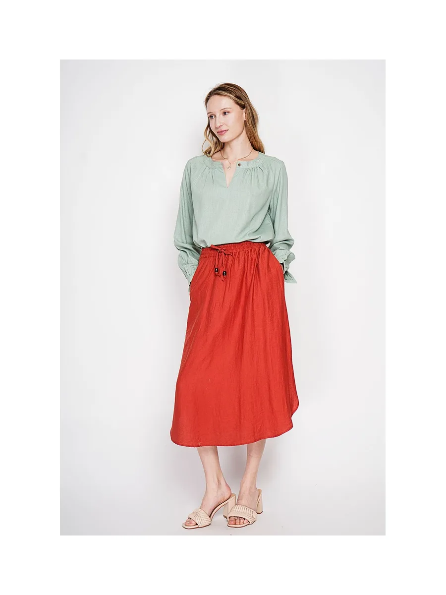 Blouse col tunisien boutonné devant à manche longues 10