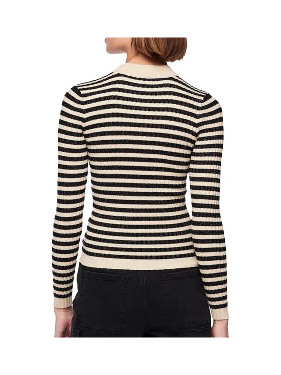 Pull Noir/Beige Brillant Femme Pieces Crista 3