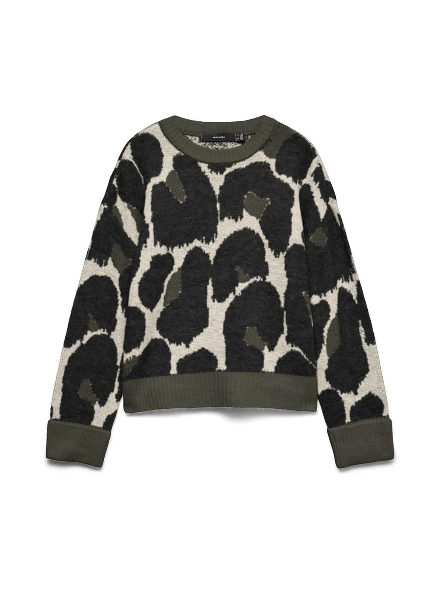 Pull Imprimé Noir/Beige Femme Vero Moda Leonie 2