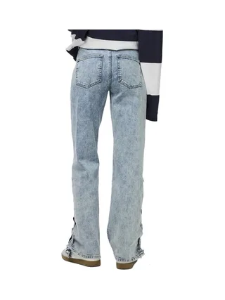 Jean Droit Bleu Femme Pieces Fenda 2