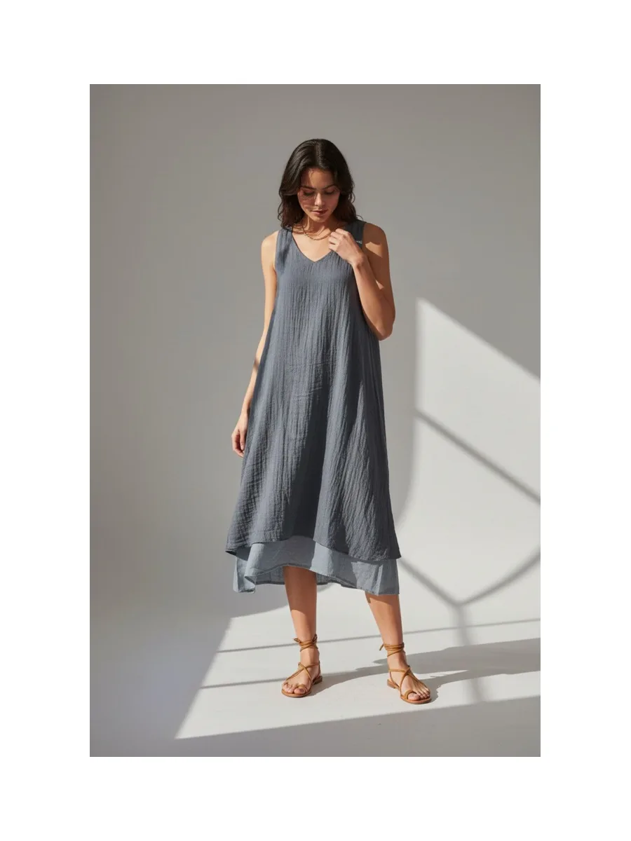 Robes doublé décontractées col v  S/M 9